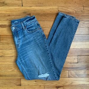 OLD NAVY size 2 Tall Mid-Rise Ripped Knee Distressed Medium Wash Boyfriend Jeans